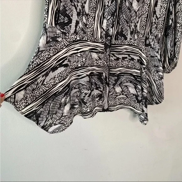 Style & co animal print peplum button down tunic blouse size 1X - Picture 5 of 8